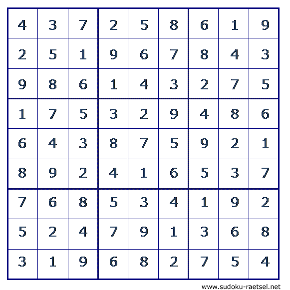 Lösung Sudoku 96 schwer