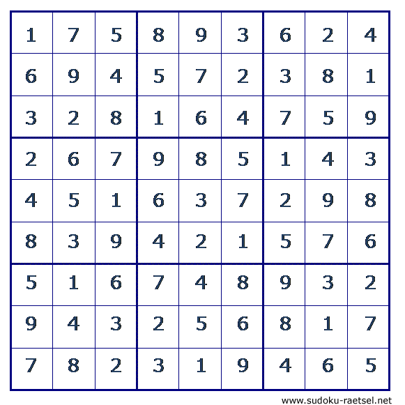 Lösung Sudoku 98 schwer