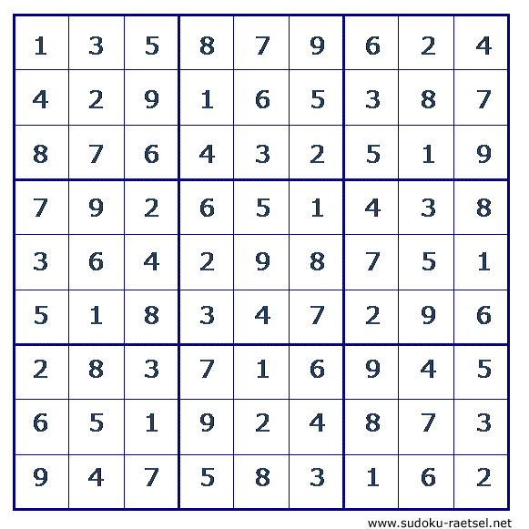 Lösung Sudoku 99 schwer